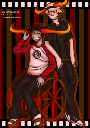 A digital drawing of a Dave and Tavros outfit swap.